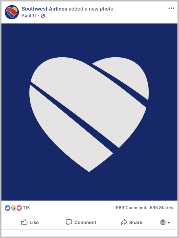 Southwest social profile for crisis management on social email"