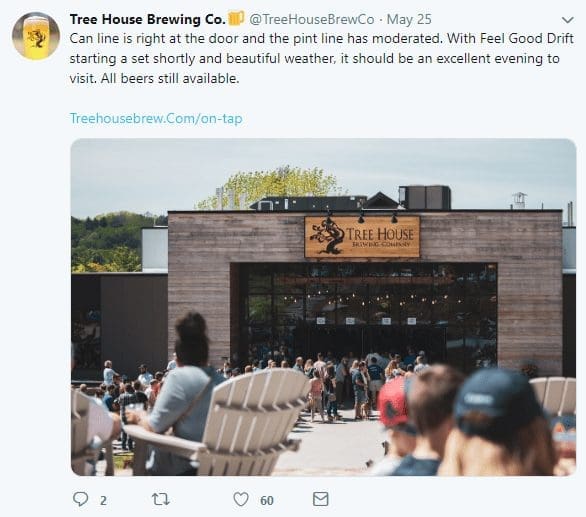 Tree House Twitter screengrab for 50 Fastest Growing Craft Breweries post