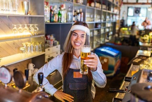 Masked bartender photo for social shortfall post