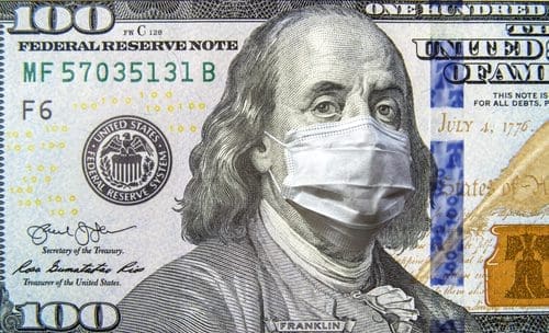 100 dollar bill with mask image for building awareness post