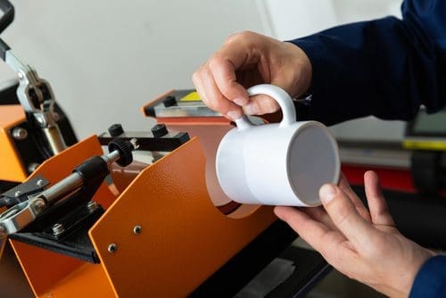 Branded coffee mug photo for merchandise post